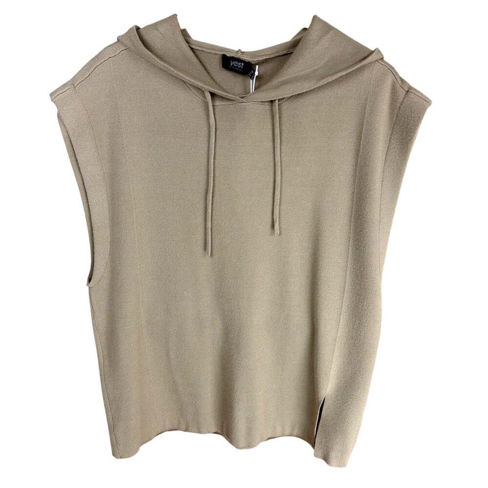 NWT Yest Giselle Beige Viscose Blend Hooded Sleeveless High Low Top Size 18